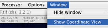 MultiSpec Menu.  "Show Coordinate View " is under "Window"