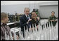 President George W. Bush speaks with assembly workers on his tour of the Robinson Helicopter Company Wednesday, Jan. 30, 2008 in Torrance, Calif. White House photo by Eric Draper