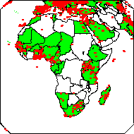 Map of region with dots depicting locations of GLOBE Schools