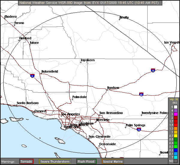 Click for latest Storm Total Precipitation radar loop from the Edwards Air Force Base, CA radar and current weather warnings