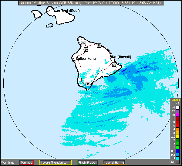 Click for latest Storm Total Precipitation radar loop from the South Shore Hawaii, HI radar and current weather warnings