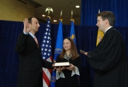 Deputy Secretary Troy takes the oath of office, administered by Judge Brett M. Kavanaugh of the U.S. Court of Appeals for the District of Columbia Circuit, at HHS Headquarters in Washington, D.C., November 15, 2007.