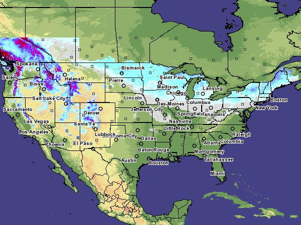 Map of Modeled Snow Water Equivalent (Hourly)