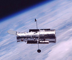 A graphic image that represents the Hubble Space Telescope mission