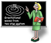 Dr. Millie explains gravitational waves at chalkboard