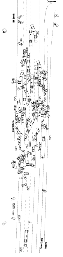 Drawing of cars piled up
