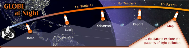 GLOBE at Night header Map section