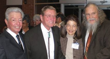 LSC President Helaine M. Barnett stands with (from left) New Mexico Legal Aid Board Member Bernard Metzgar, Senator Pete V. Domenici, and New Mexico Legal Aid Board Member and District Court Judge John W. Pope.