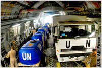 Overhead view inside loaded cargo aircraft (U.S. Air Force)