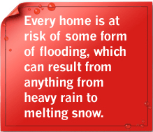 Every home is at risk of some form of flooding, which can result from anything from heavy rain to melting snow.