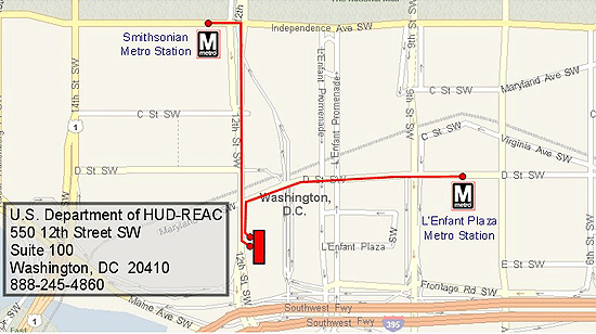 Map of HUD PIH-REAC Potomac Center  