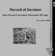 Cover of the Record of Decision for the Sage Steppe Ecosystem Restoration Strategy, December 2008