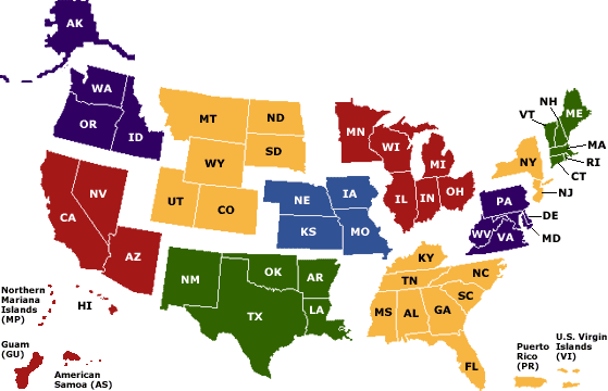 Map of the 10 HUD regions