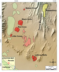 Assessment of ages of buried volcanoes in the vicinity of Yucca Mountain, developed for the purpose of estimating the probability of future disruptions of the repository due to igneous activity.