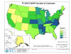 U.S. map showing the number of WHIP contracts signed in FY2003, by State.