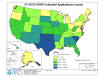 U.S. map showing the number of acres included in FY2003 WHIP applications that were not funded, by State.