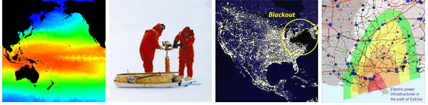 A composite of four images illustrating the Lab's involvement in energy