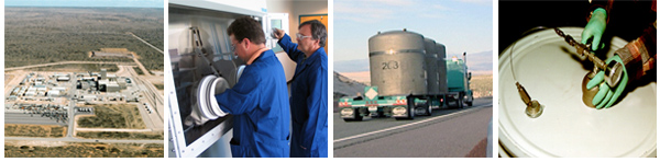 A composite of four images illustrating the Lab's involvement in WIPP