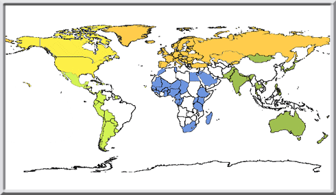 GLOBE Region Map of the world