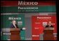 President George W. Bush and Mexico’s President Felipe Calderon appear together Wednesday, March 14, 2007 in Merida, Mexico, during a joint news conference. Mexico is the last stop on President Bush’s five country visit to Latin America.  White House photo by Paul Morse