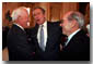 President George W. Bush chats with Hall of Famer in a ceremony in the East Room of the White House on March 30, 2001.