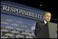 President George W. Bush addresses corporate leaders on Wall Street in New York, Tuesday, July 09. The President, who unveiled plans to create a new Corporate Fraud Task Force, introduced criminal penalties for corporate fraud and fund new initiatives in the SEC that will provide accountability to corporate America.  