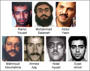 The plotters: Ramzi Yousef, Mohammad Salameh, Abdul Yasin, Mahmoud Abouhalima, Ahmed Ajaj, Nidal Ayyad, Eyad Ismoil