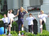 Council member Denise Austin leading a workout at the President´s HealthierUS initiative.