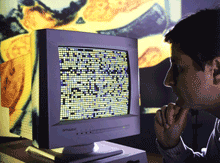 Photo of scientist examining computer monitor