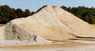 Pile of ground and graded cullet located at an asphalt plant.