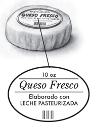 Queso Fresco, labeled Made from Pastuerized Milk