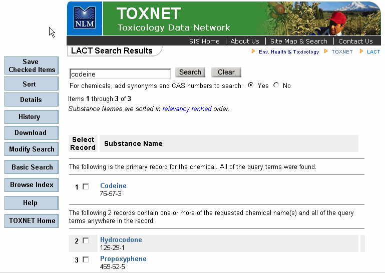 LactMed Search Results