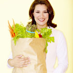 Lady carrying groceries