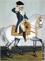 Painting of George Washington on horseback (AP Images)