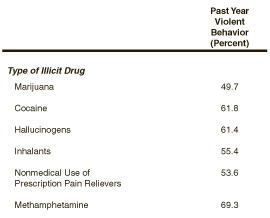 Table 2. Percentages of Youths Aged 12 to 17 Engaging in Past Year Violent Behavior, by Type of Illicit Drug Used in Past Year: 2002, 2003, and 2004