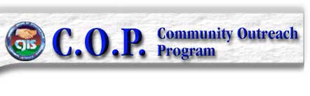 This is a graphic banner for COP Community Outreach Program