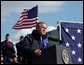 President George W. Bush addresses members of the United States Coast Guard in Philadelphia Monday, March 31, 2003. "Now, as part of the Department of Homeland Security, you have taken on a new and vital mission, a mission as important as any in your 213-year history: the mission of defending our country against terrorist attack," President Bush said.  White House photo by Tina Hager