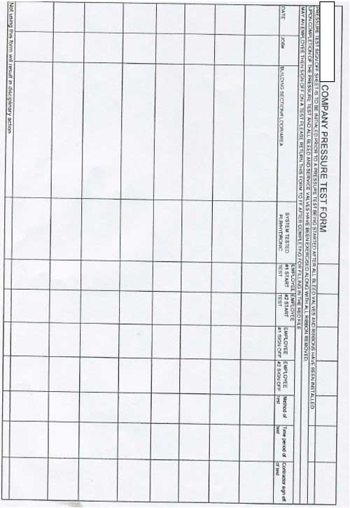 Company Pressure Test Form