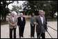 President George W. Bush is joined by, from left to right, Vice President Dick Cheney, Secretary of Defense Robert Gates, Secretary of State Condoleezza Rice and Chairman of the Joint Chiefs of Staff General Peter Pace, as he speaks with reporters following his meeting with his national Security team Thursday, Dec. 28, 2006, at Prairie Chapel Ranch in Crawford, Texas.  White House photo by Paul Morse