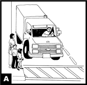 illustration of drivier giving pedestrians the right-of-way (a)