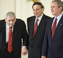 Robert B. Sherman and Richard M. Sherman with President Bush