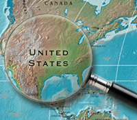 Map of the United States Under Magnifying Glass