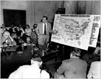 Senator McCarthy displays a map