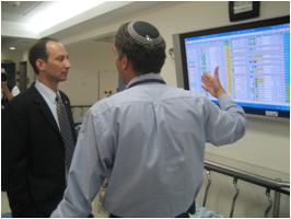 Deputy Secretary Troy receives a briefing on the use of medical technology at the trauma division of the Shaare Zedek Medical Center.