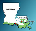 Coastal areas in green are currently experiencing loss of wetlands due to rising sea level.