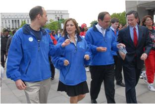 Deputy Secretary Troy leads federal and BCBS employees in a walk around the National Mall during National Walk @ Lunch Day. From left to right: Deputy Secretary Troy; Congresswoman Loretta Sanchez (CA); Congressman Zach Wamp (TN); and Dr. Linton Wray, Medical Director, Carefirst BlueCross BlueShield.
