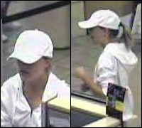 Bank surveillance images of wanted "Ponytail Bandit"