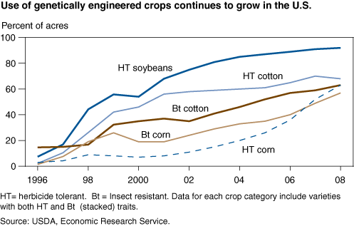 Chart: Use of genetically engineered crops continues to grow in the U.S.