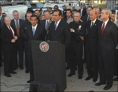 FBI and Los Angeles law enforcement officials at Jan. 18 press conference