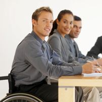 Students with one in wheelchair